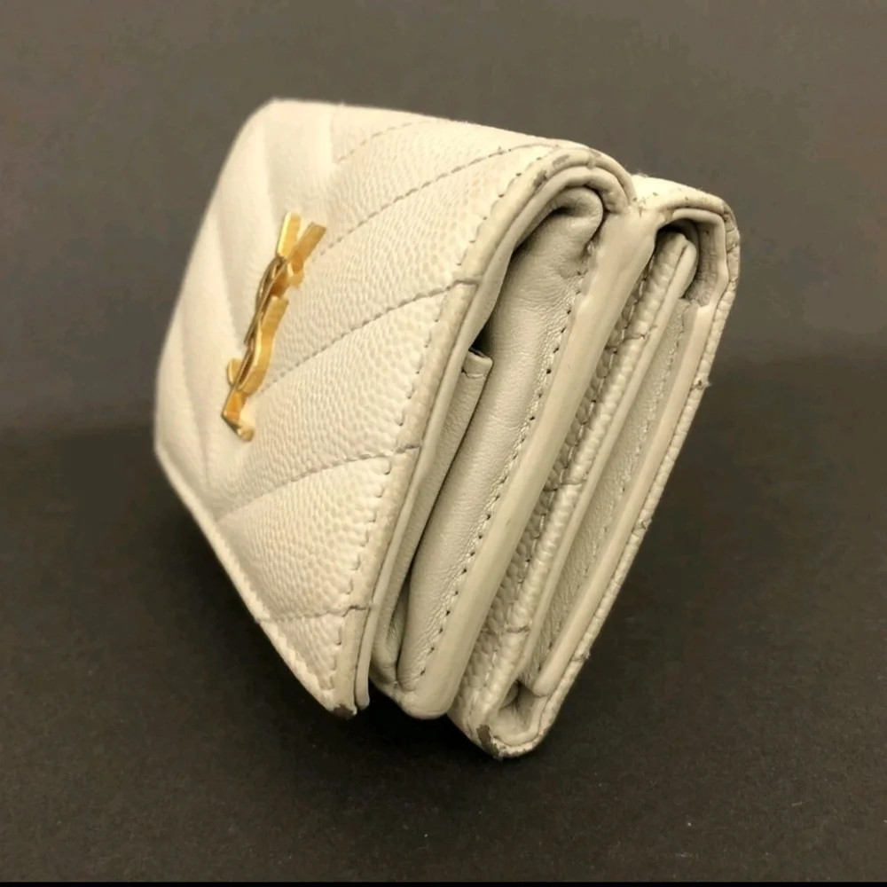 Yves Saint Laurent White Compact trifold wallet - Picture 3 of 8